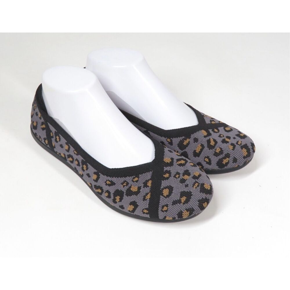 Clarks Cloudstepper Carly Wish Soft Leopard Grey Ballet Flats Women 7.5 NWT